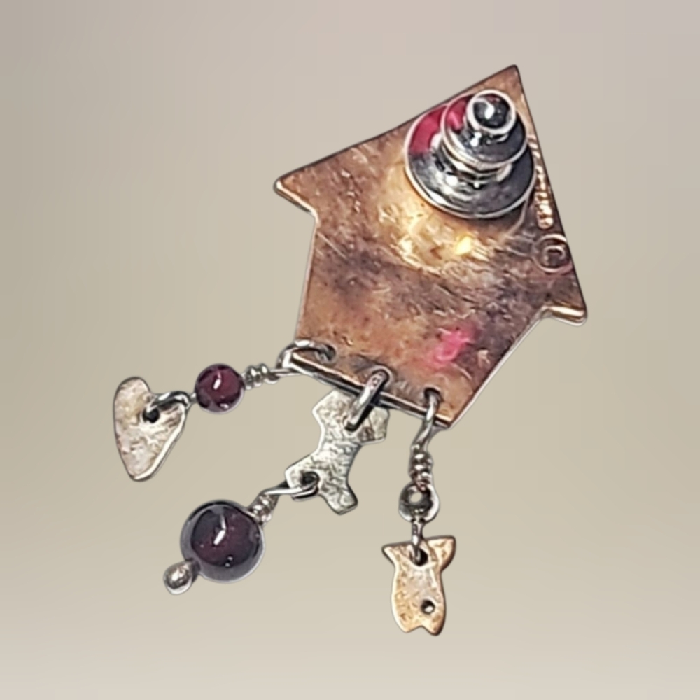 Far Fetched Sterling Silver Cat & Dog House Tie Tack Lapel Pin - Picture 4 of 4